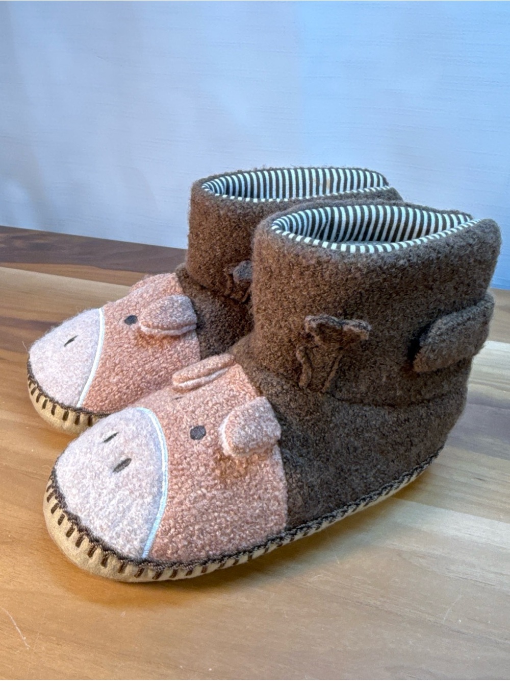 New Hanna Andersson Critter Moose Slippers Bootie Sherpa Fleece Sz 13-1 Wool